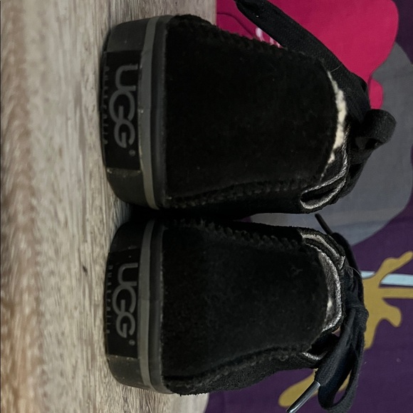 UGG Black Suede Lace-Up Shearling Sneakers - Picture 3 of 6